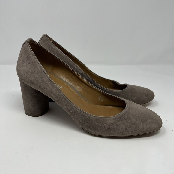 Women's Coach 3" Block Heels Size 9.5 Grey Suede Shoes - Picture 1 of 10